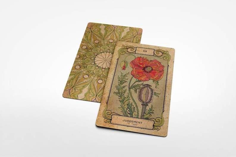 custom high quality 78 Cards Deck Antique Floral Illustration Botanical Occult Tarot Cards with Guide Book