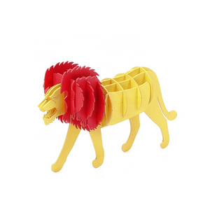 Red Leaves Build Your Own 3D Animal Cardboard Assembly Puzzle Paper Hand Craft Kit Lion Model, Gifts for Kids and Adults