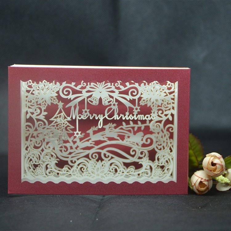 Fashion laser cut pop up Christmas greeting cards