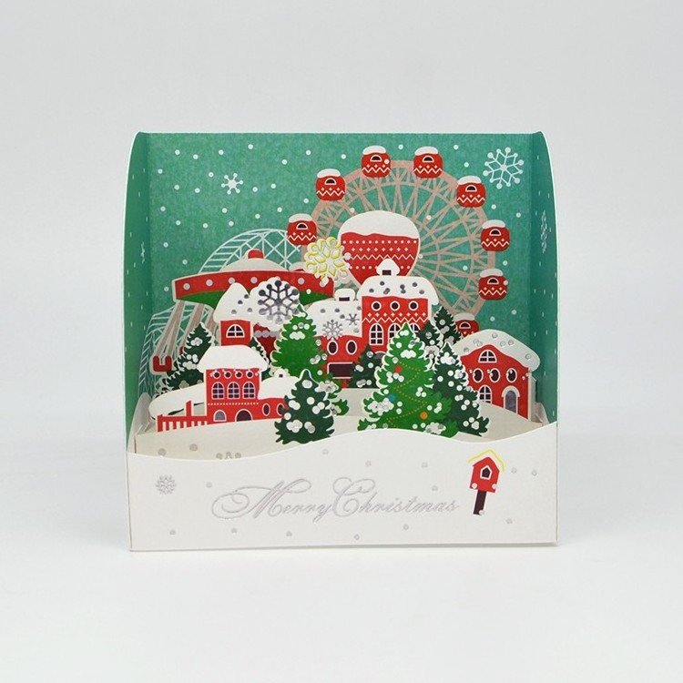 Fashion laser cut pop up Christmas greeting cards