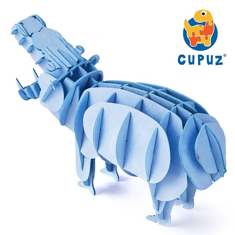 CUPUZ 3D Wildlife Animals Cardboard Puzzle Toys-Hippo DIY Animal Paper Craft Model Kit