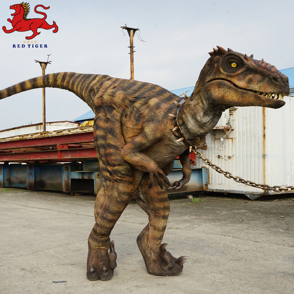 Amusement life size realistic animatronic velociraptor dinosaur dragon costumes