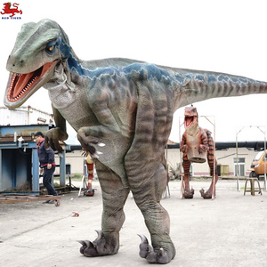 Amusement life size realistic animatronic velociraptor dinosaur dragon costumes