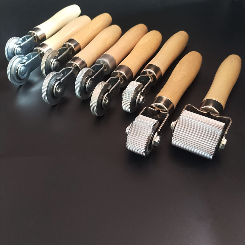 Tire Patch Repair Roller Wooden Handle Steel Head Ball Bearing Stitcher For Tyre Patch Tire Buffer For Grinder Hot Patch