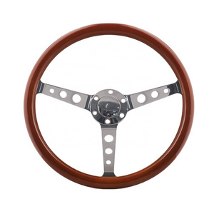 universal  380mm wood steering wheel with Horn truck old vintage  6 Holes wooden car steering wheel