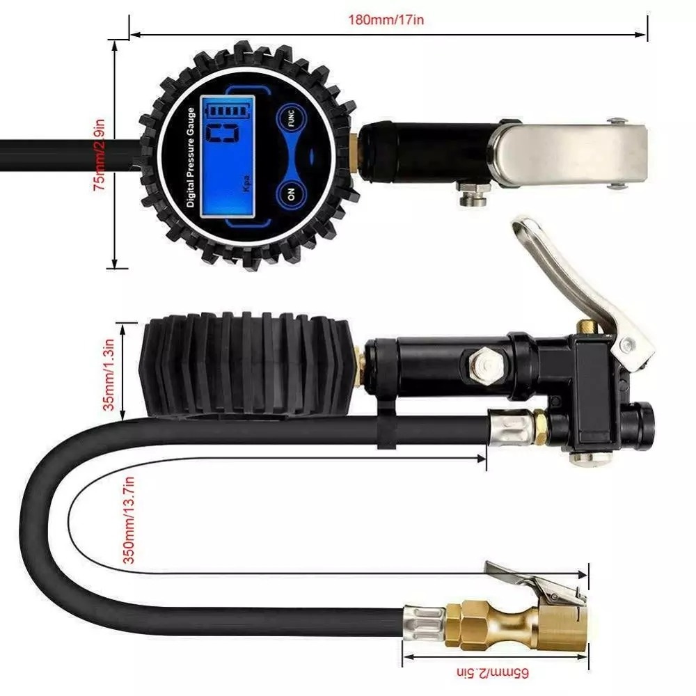 Digital Tire Inflator Pump Car Air Compressor Smart Digital Tire Pressure Detection Auto Tire Pump for Car Bike Calibre