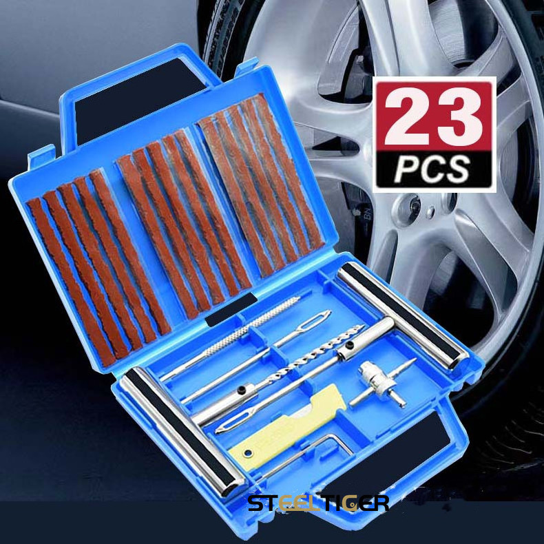 23PCS Universal Tire Repair Tool Kit Repair Tool Set For Car Motorcycle Automotive Bike Emergency Tire Repair Kit