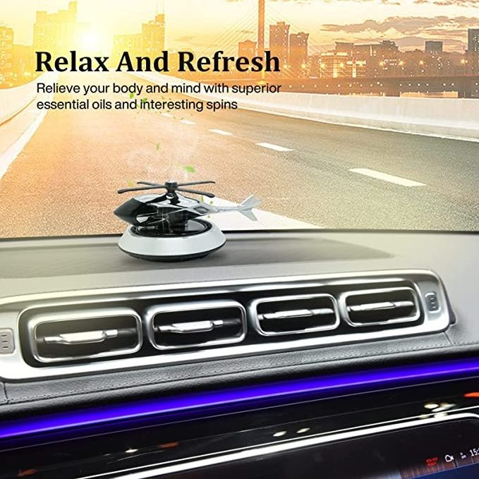 Automotive Essential Oil Diffuser with Solar Rotating, Creative Car Perfume Decoration,Helicopter Car Air Fresheners