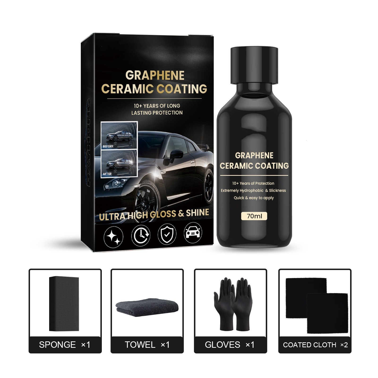 70ml Auto Graphene Ceramic Coating Crystal Plating Film Waterproof Coating Glaze Curing Car Paint Ceramic Coating