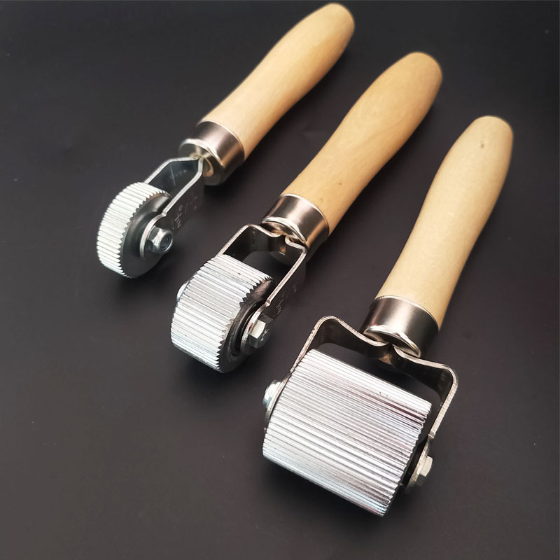 Tire Patch Repair Roller Wooden Handle Steel Head Ball Bearing Stitcher For Tyre Patch Tire Buffer For Grinder Hot Patch