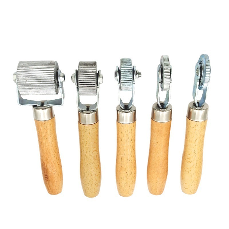 Tire Patch Repair Roller Wooden Handle Steel Head Ball Bearing Stitcher For Tyre Patch Tire Buffer For Grinder Hot Patch