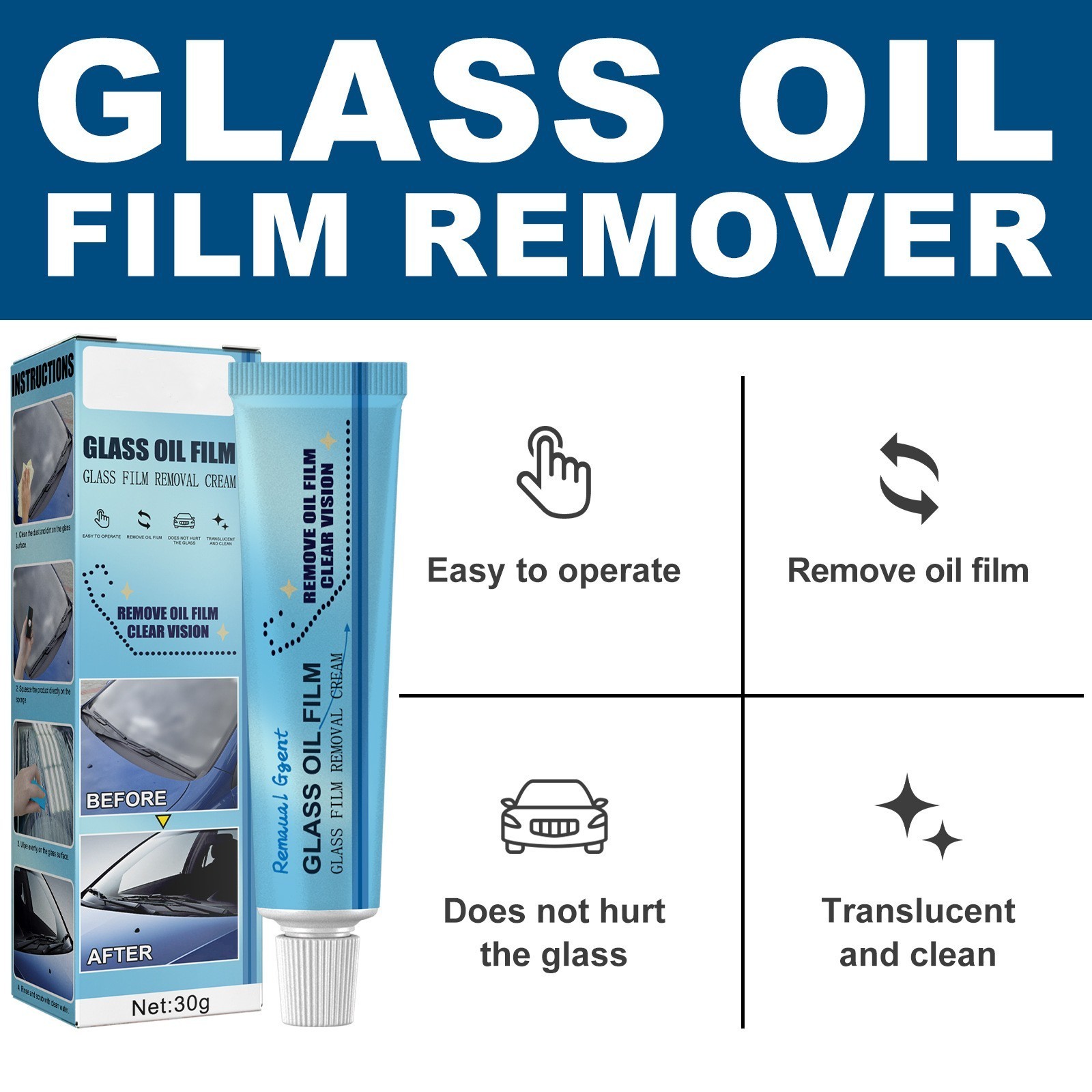 Glass Oil Film Remover Car Front Windshield Window Decontamination And Rainproof Removal Oil Film Cleaning