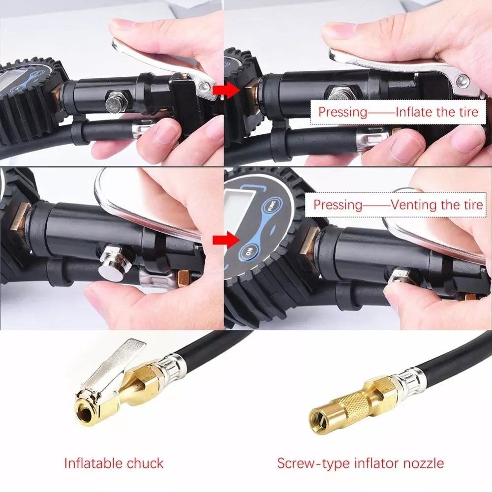 Digital Tire Inflator Pump Car Air Compressor Smart Digital Tire Pressure Detection Auto Tire Pump for Car Bike Calibre