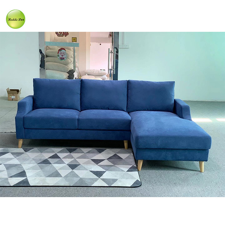 Commercial home furniture European style sectional sofa l shaped fabric sofa set 8111