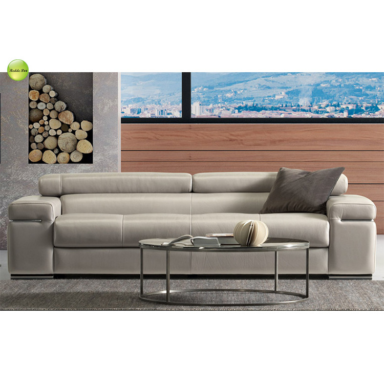 Leisure home White leather Kuka sofa With Metal Legs Convertible Living Room Office Furniture