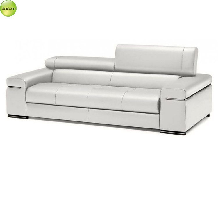 Leisure home White leather Kuka sofa With Metal Legs Convertible Living Room Office Furniture