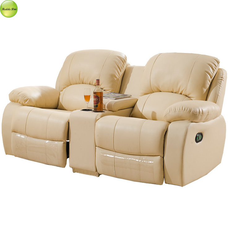 Luxury leather home theater recliner sofa with tea table 8620