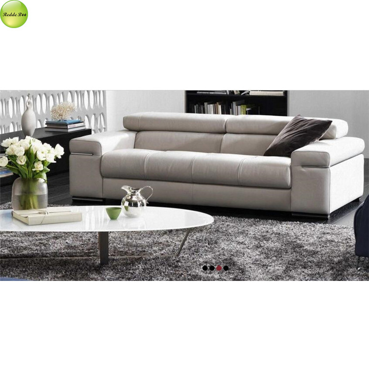 Leisure home White leather Kuka sofa With Metal Legs Convertible Living Room Office Furniture