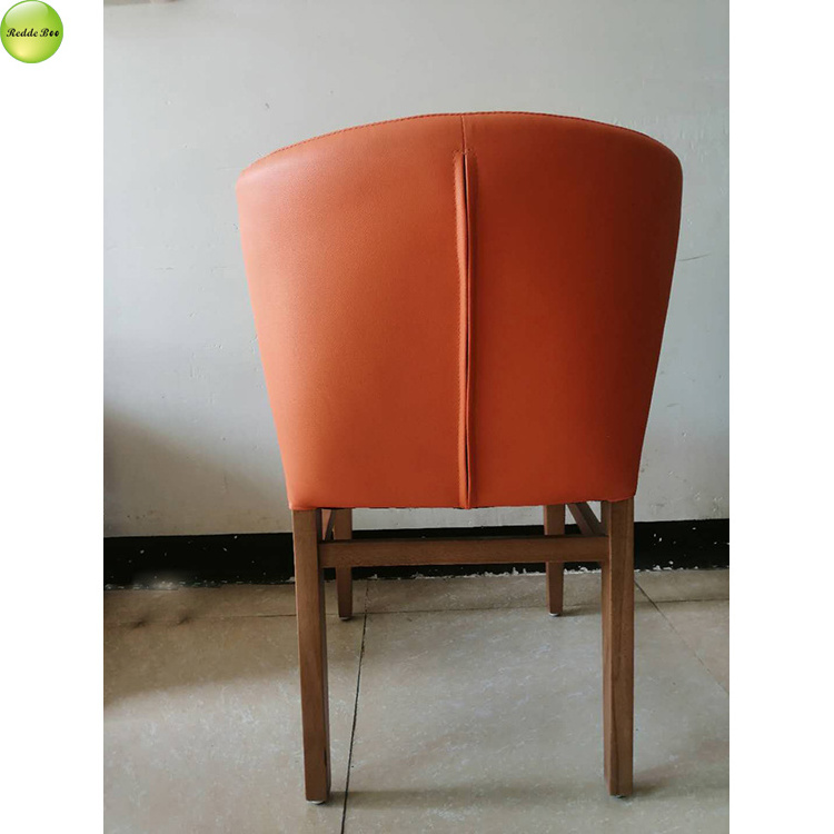 Nordic Style Orange Plastic Back Cushion And Solid wooden Legs Chairs Turkey Furniture