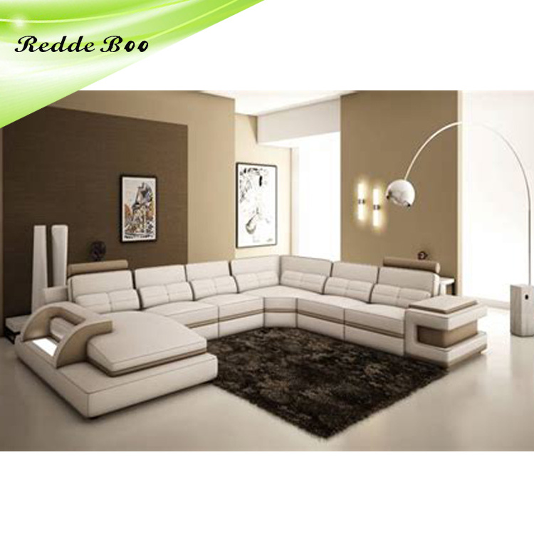 Professional custom modern design living room furniture adjustable headrest combination leather sofa