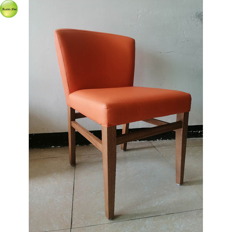 Nordic Style Orange Plastic Back Cushion And Solid wooden Legs Chairs Turkey Furniture