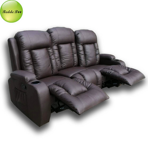 Luxembourg pu leather reclining power 3 seat home cinema sofa with armrest cup holder