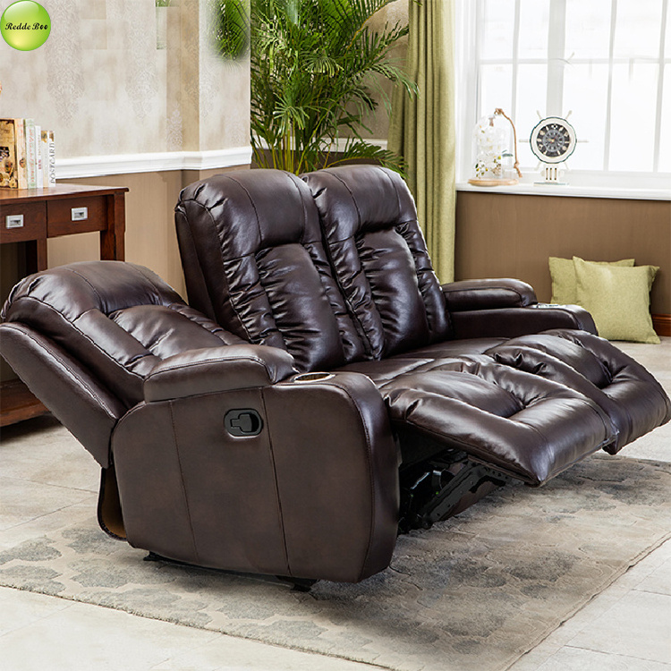 Luxembourg pu leather reclining power 3 seat home cinema sofa with armrest cup holder