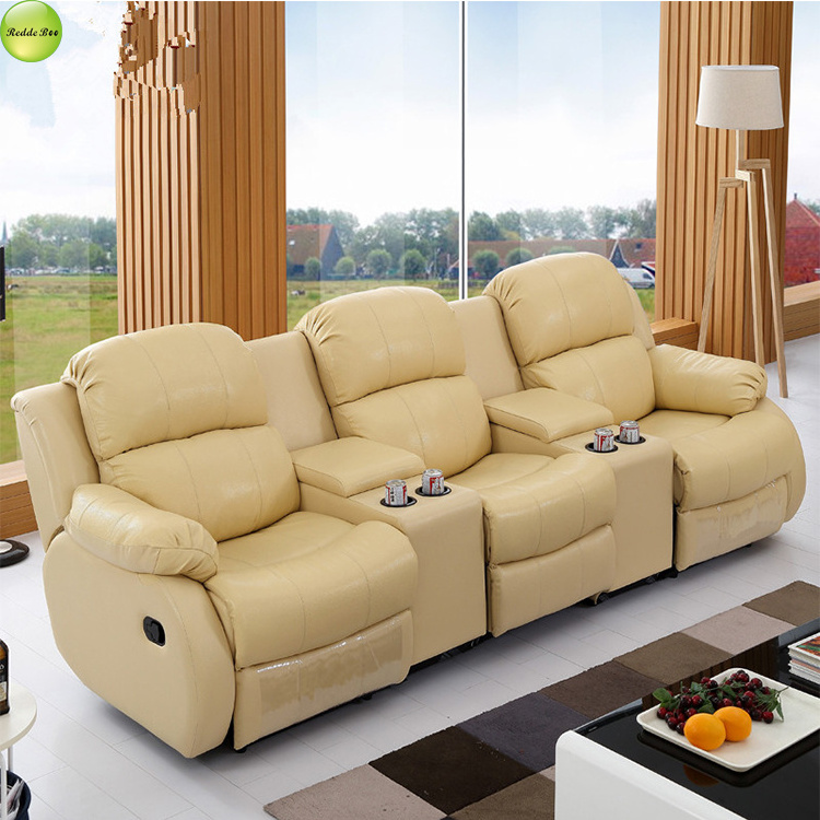 Luxury leather home theater recliner sofa with tea table 8620