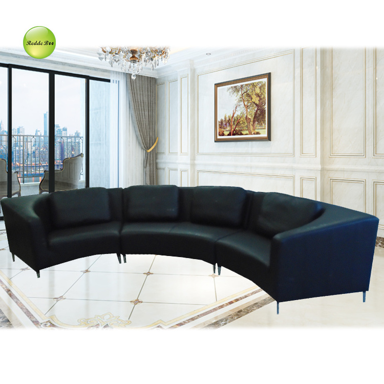 Shenzhen Modern Big Beige U-shaped Fabric Round Corner Sofa Best Living Room Sofa 8027