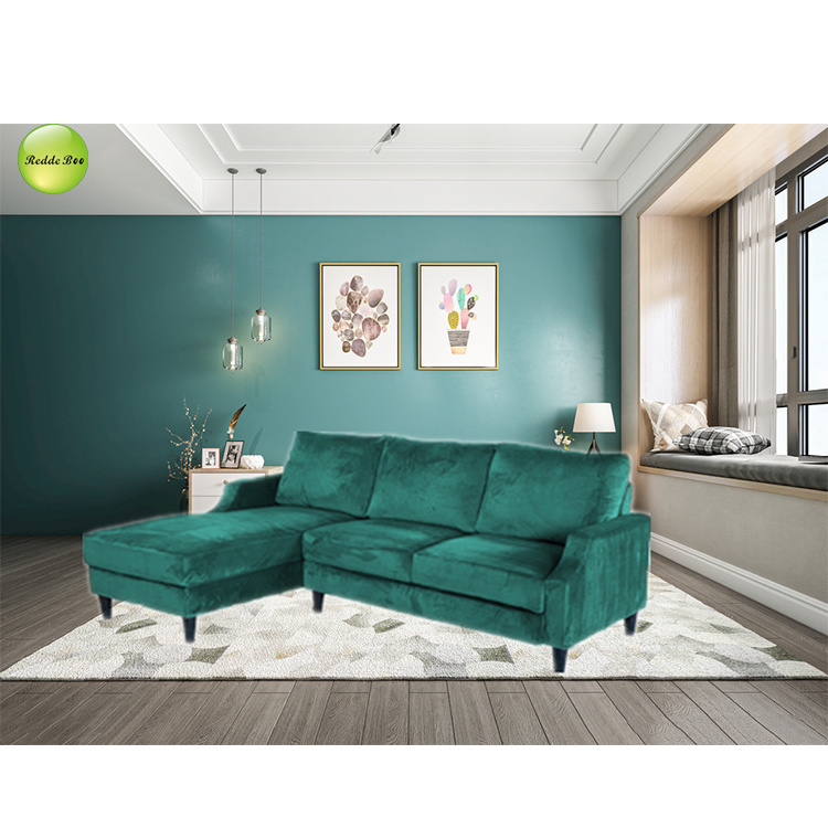 Commercial home furniture European style sectional sofa l shaped fabric sofa set 8111