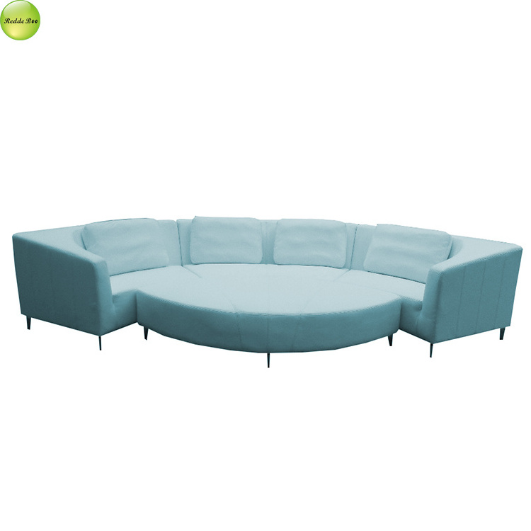 Shenzhen Modern Big Beige U-shaped Fabric Round Corner Sofa Best Living Room Sofa 8027