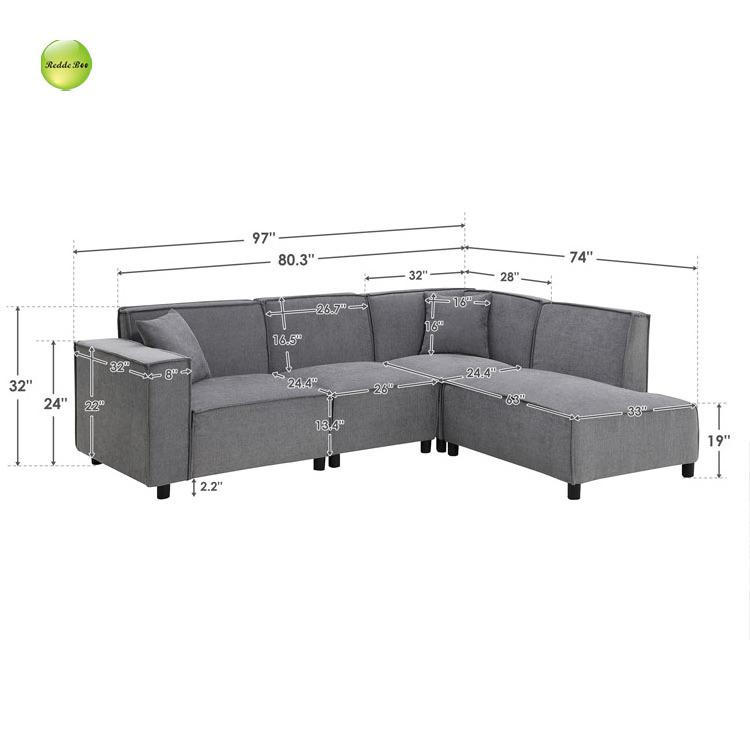 Right Sectional Sofa 4 Seater Left Hand Facing Chaise End Corner Sofa L Shape Living Room Sofas G547