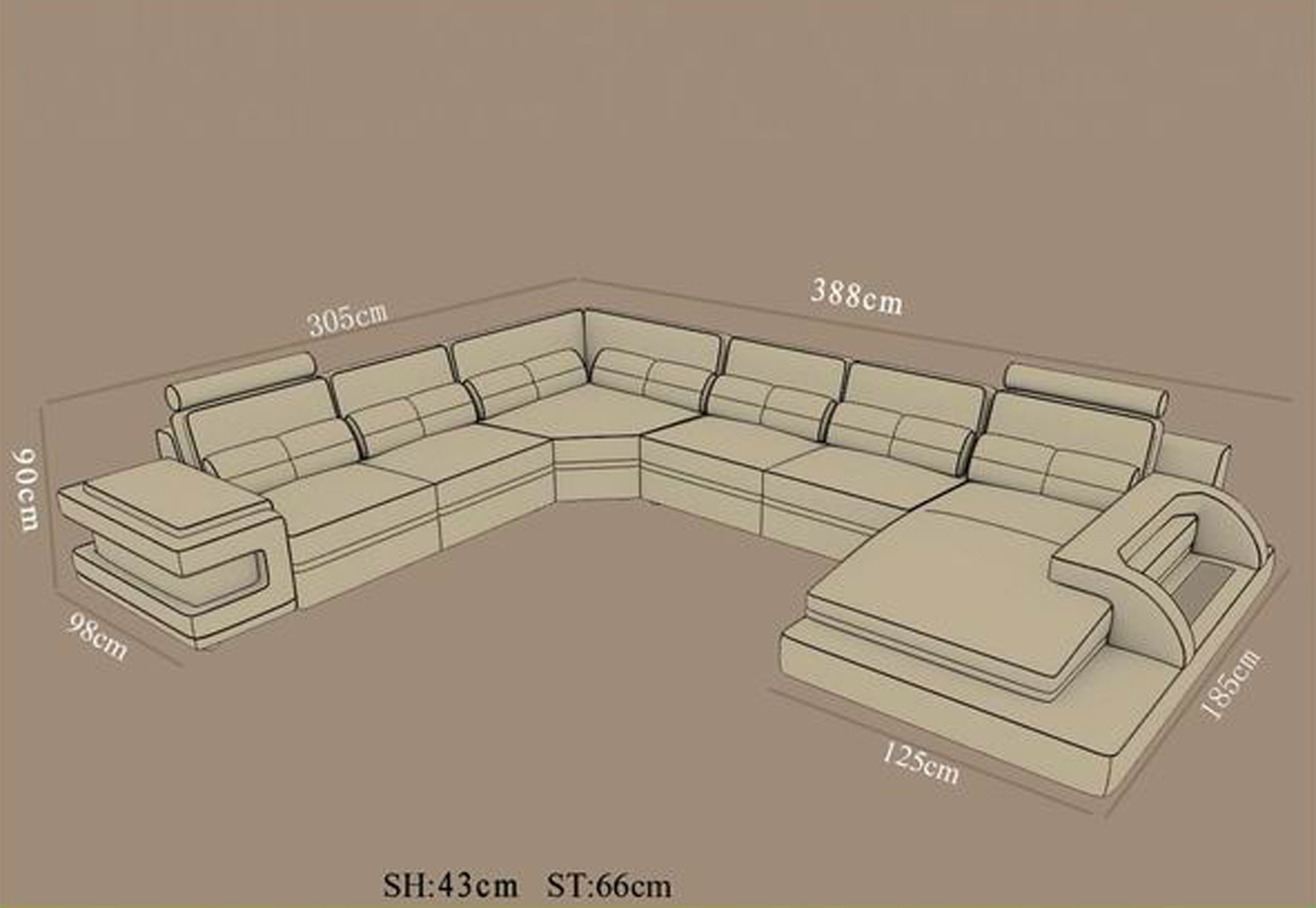 Professional custom modern design living room furniture adjustable headrest combination leather sofa