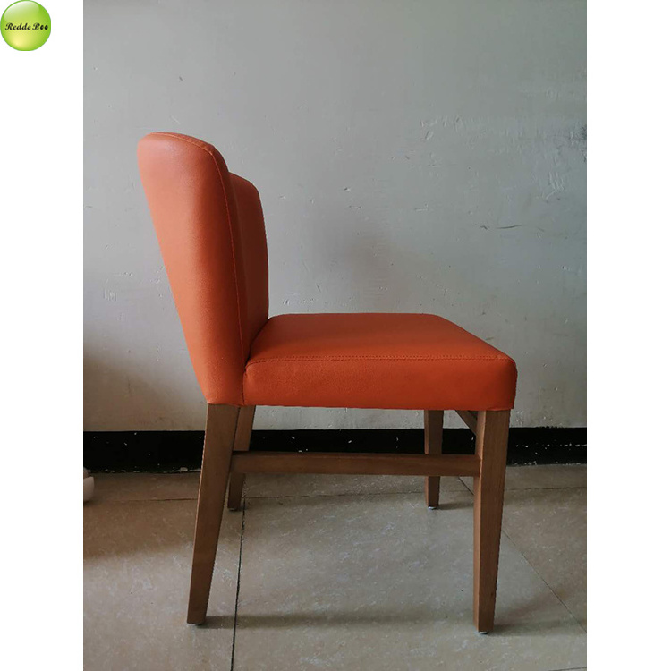 Nordic Style Orange Plastic Back Cushion And Solid wooden Legs Chairs Turkey Furniture