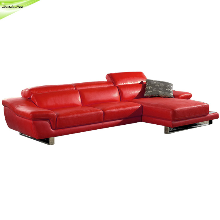 Hot Sale European Luxury Orange Living Room Corner Sofa Modern Style Leather Sofa with Chaise 2293