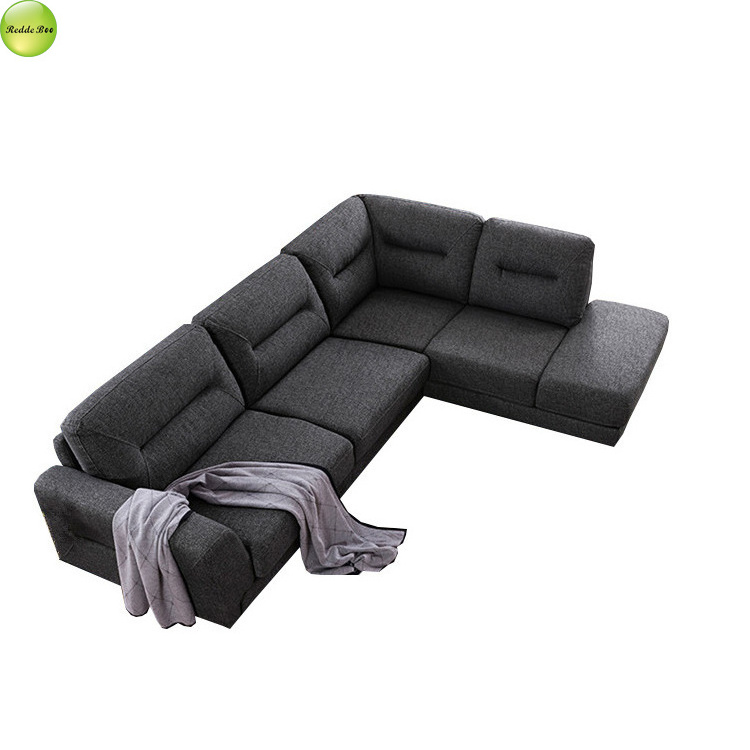 Factory wholesale Germany sofa upholstery linen fabric couch 1shape 7 seater sofa for bedroom use