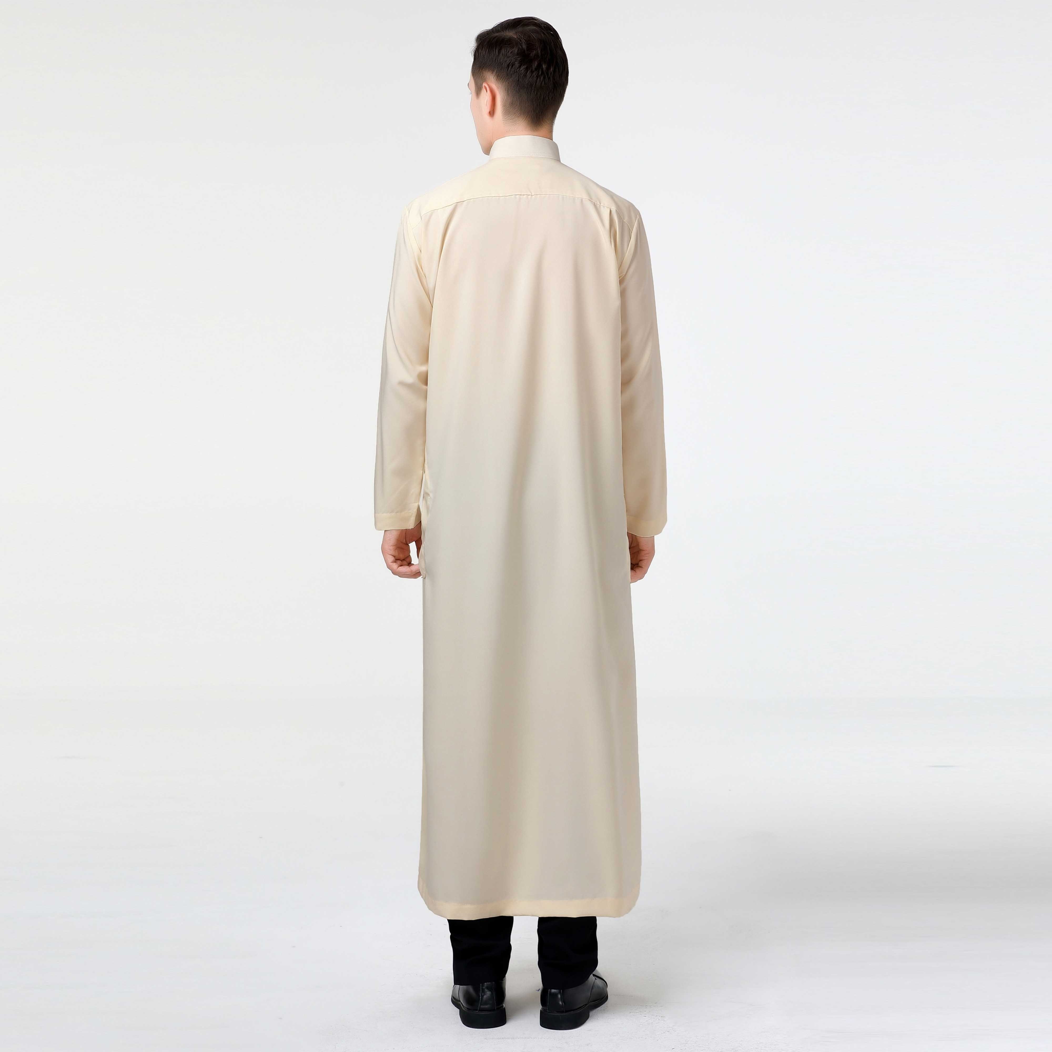 Men Thobe Al Daffah Thobes Long Sleeves Arabic Fashion New Arrival Arabic Men Robe Muslim Long Thobe