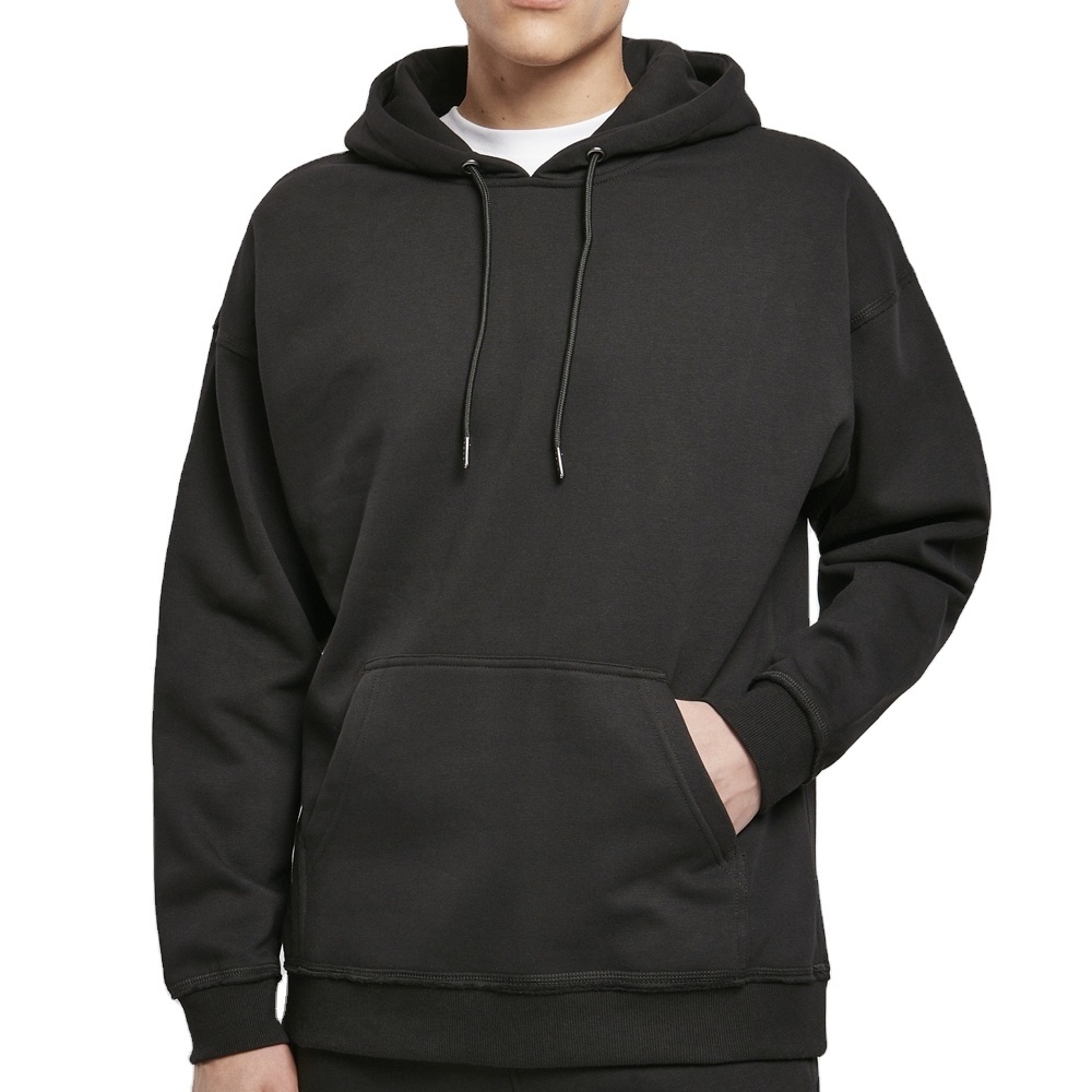 Black Color 380 GSM Designer 100% Pre Shrunk Cotton Hoodies For Men's Pullover XXXXL Blank Hoodie