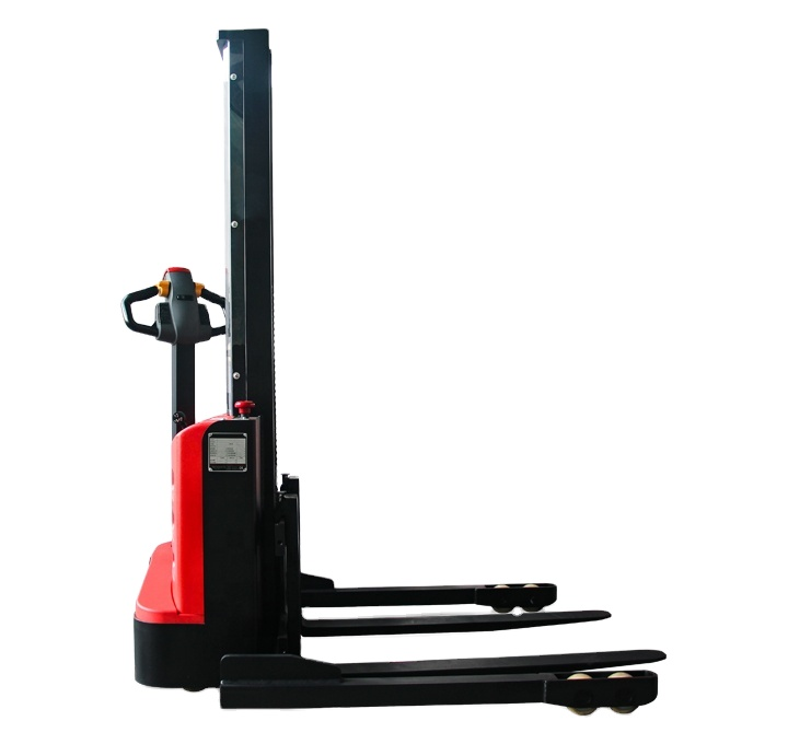 REDDOT small 1.4ton 1.8 ton electric walkie pallet stacker forklift with wide leg