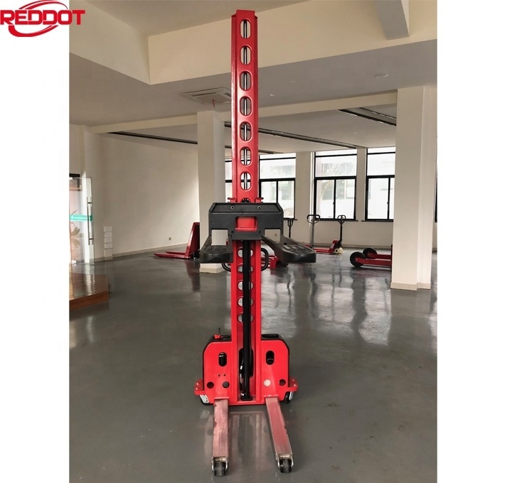 Reddot economic 500kg semi electric self lift stacker portable forklift