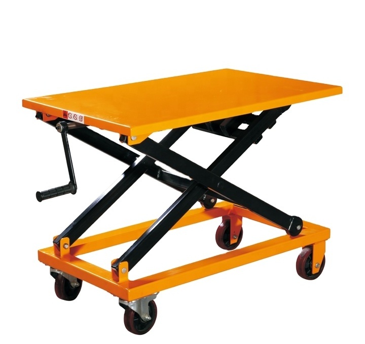 Reddot good quality 300kg 500kg 1000kg hand manual screw scissor lift table with handle