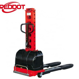 Reddot economic 500kg semi electric self lift stacker portable forklift