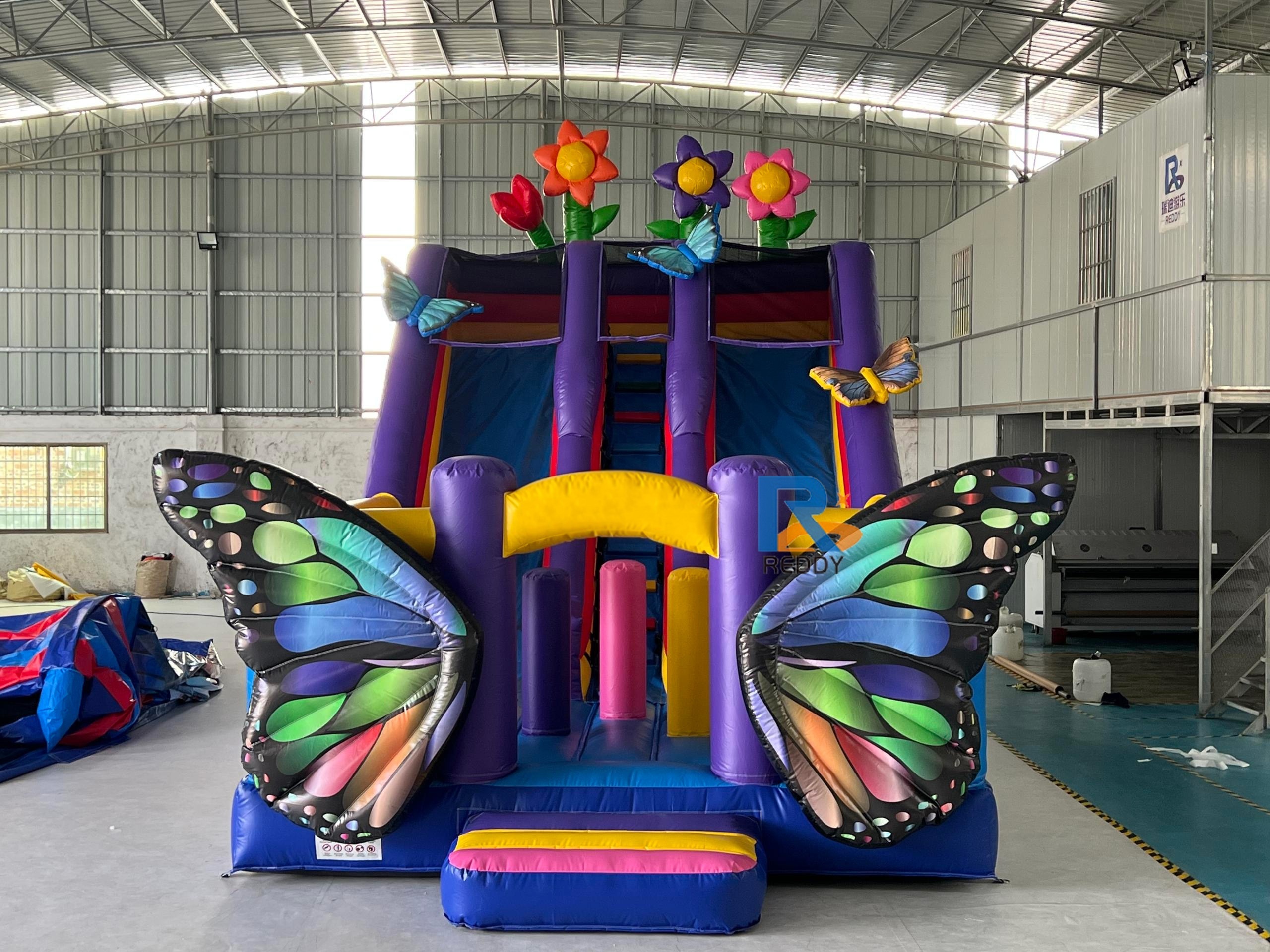 new arrival flowers printing inflatable bounce slide outdoor bouncy inflatable water slides for pool toboggan slide