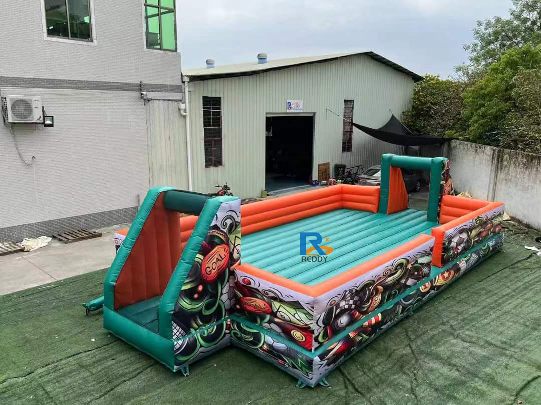 hot double inflated ground printing new inflatable soccer field for sale  soap football games inflatable water football court