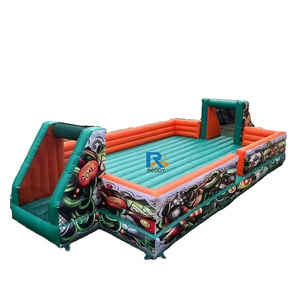 hot double inflated ground printing new inflatable soccer field for sale  soap football games inflatable water football court