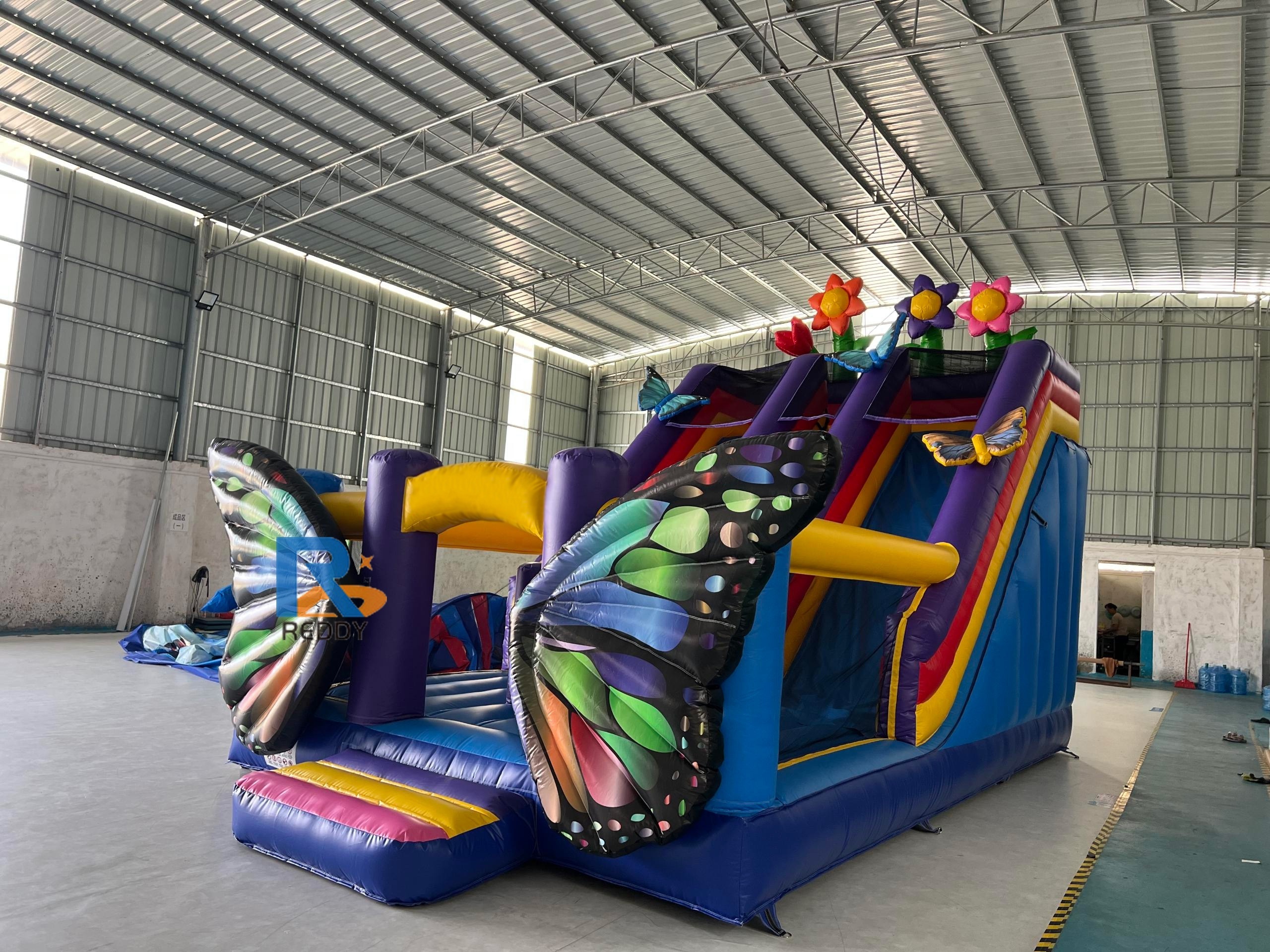 new arrival flowers printing inflatable bounce slide outdoor bouncy inflatable water slides for pool toboggan slide