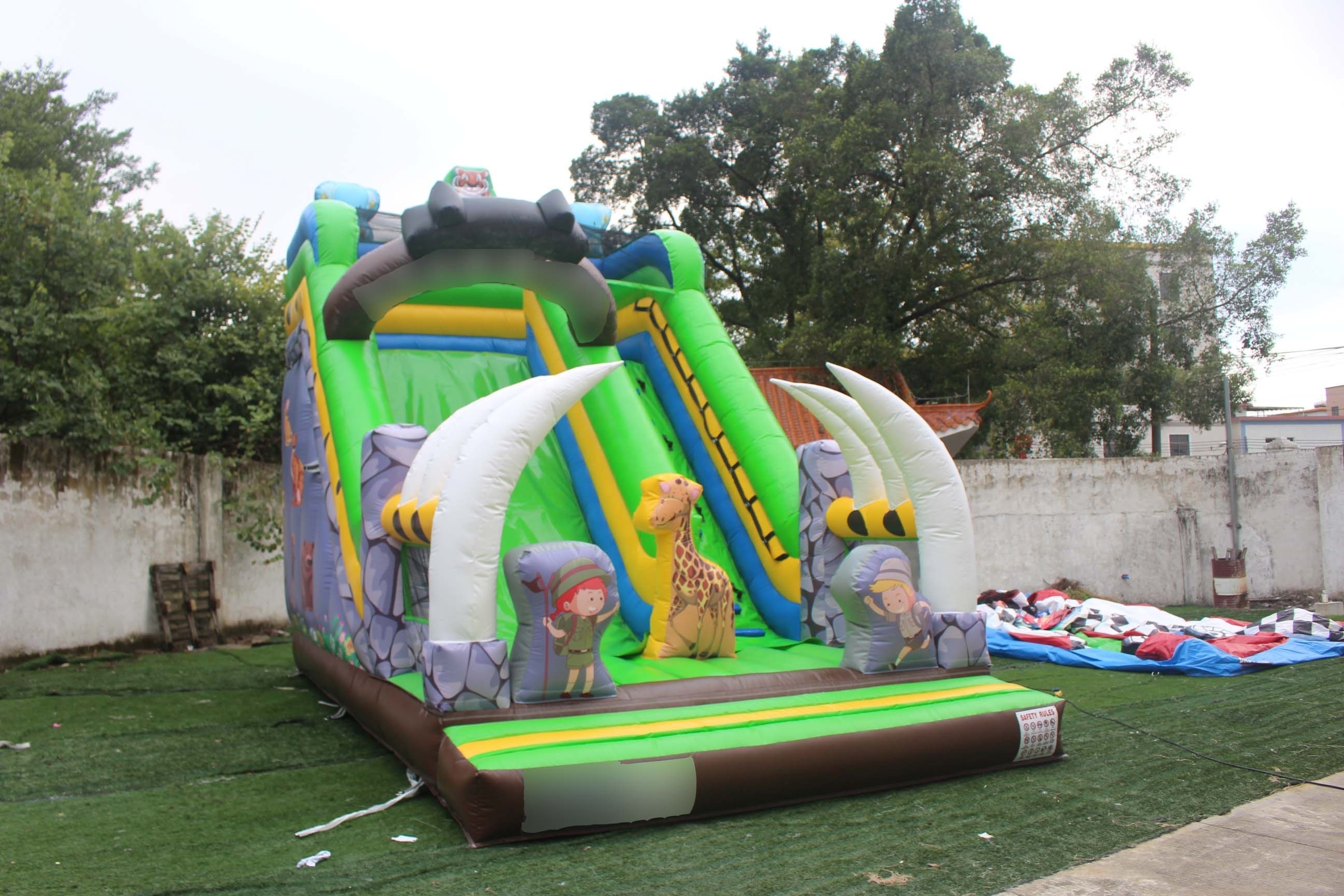 Kids favor tiger tooth design commercial inflatable slide children slide jumping castle inflatable slide for kids