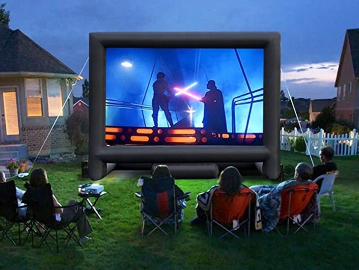 High quality customized inflatable Outdoor TV projector screen inflatable floating movie screen