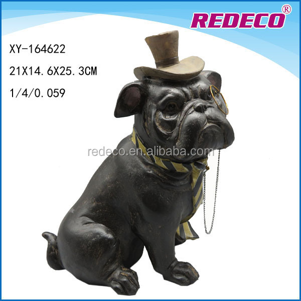 Hot selling resin sitting pug dog statue