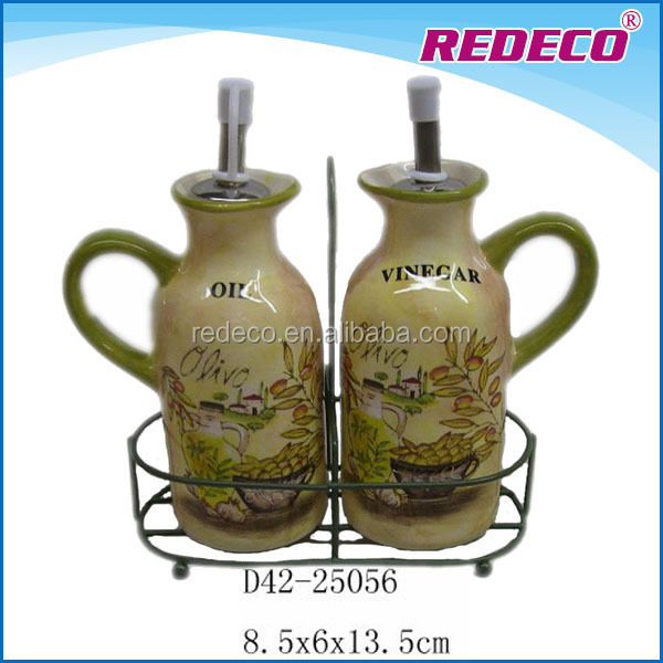 Oil and Vinegar Bottles Olive Decorative Bulk Ceramic Storage Bottles & Jars Sustainable